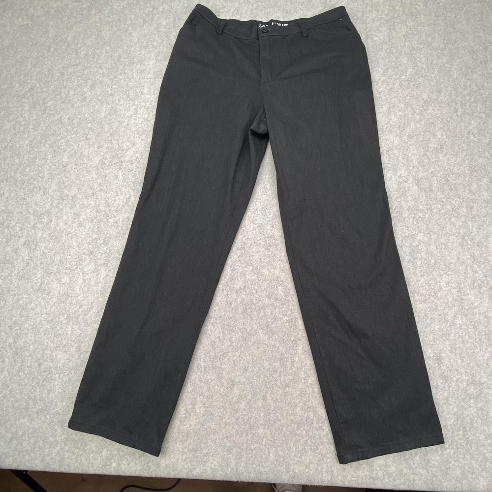 Lee All Day Pant Womens 12 Gray Straight Leg Stretch Dress Work Office 4631202
